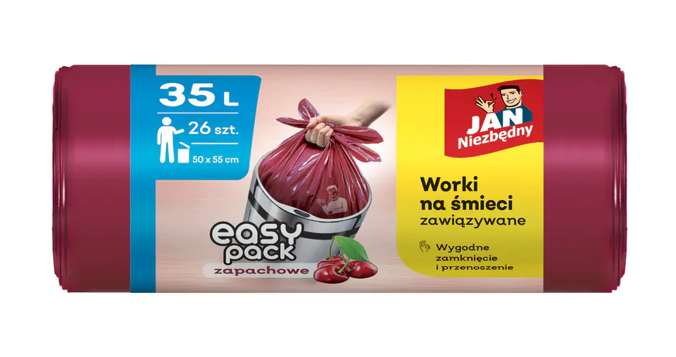 ⁨JAN NIEZBĘDNY Worki na śmieci HD Easy-Pack Wiśnia 35L - 26 sztuk⁩ w sklepie Wasserman.eu