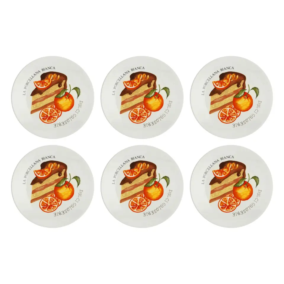 ⁨Set of 6 Goloserie Cake Plates - White, 17.5 cm⁩ at Wasserman.eu