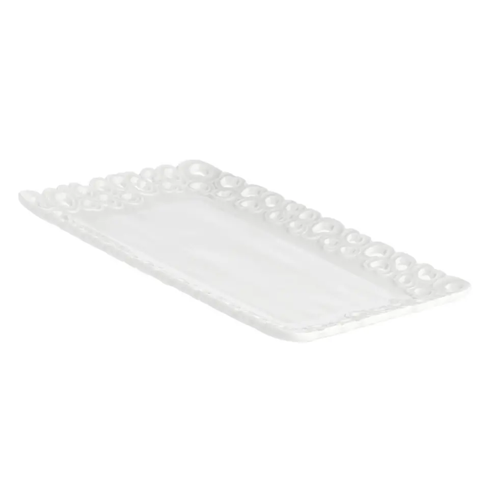 ⁨Embellished Valentino Serving Tray - White, 27 x 19 cm⁩ at Wasserman.eu