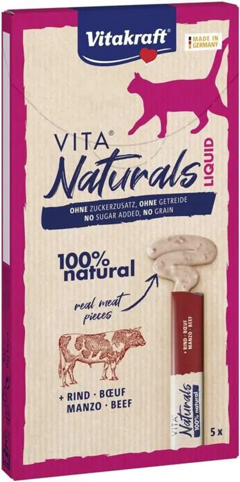 ⁨VITAKRAFT VITA NATURALS Liquid beef - cat treat - 5x15 g⁩ at Wasserman.eu