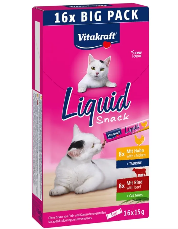 ⁨VITAKRAFT Cat Liquid-Snack with beef and chicken - cat treats - 16 x 15g⁩ at Wasserman.eu