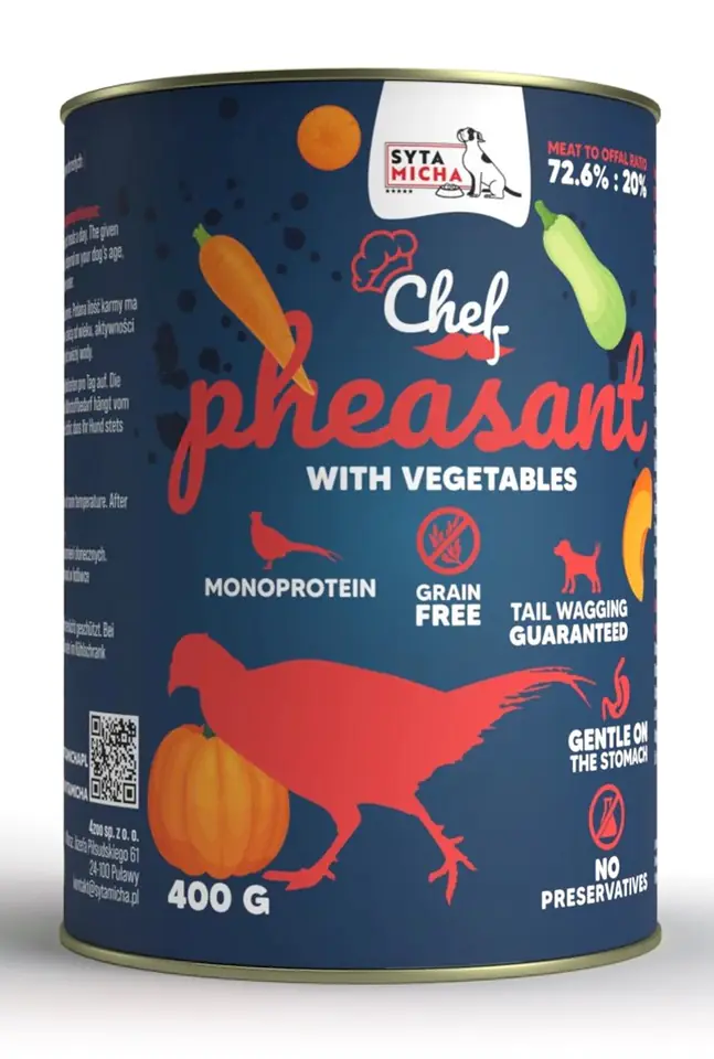 ⁨SYTA MICHA Chef Pheasant with vegetables - wet dog food - 400g⁩ at Wasserman.eu