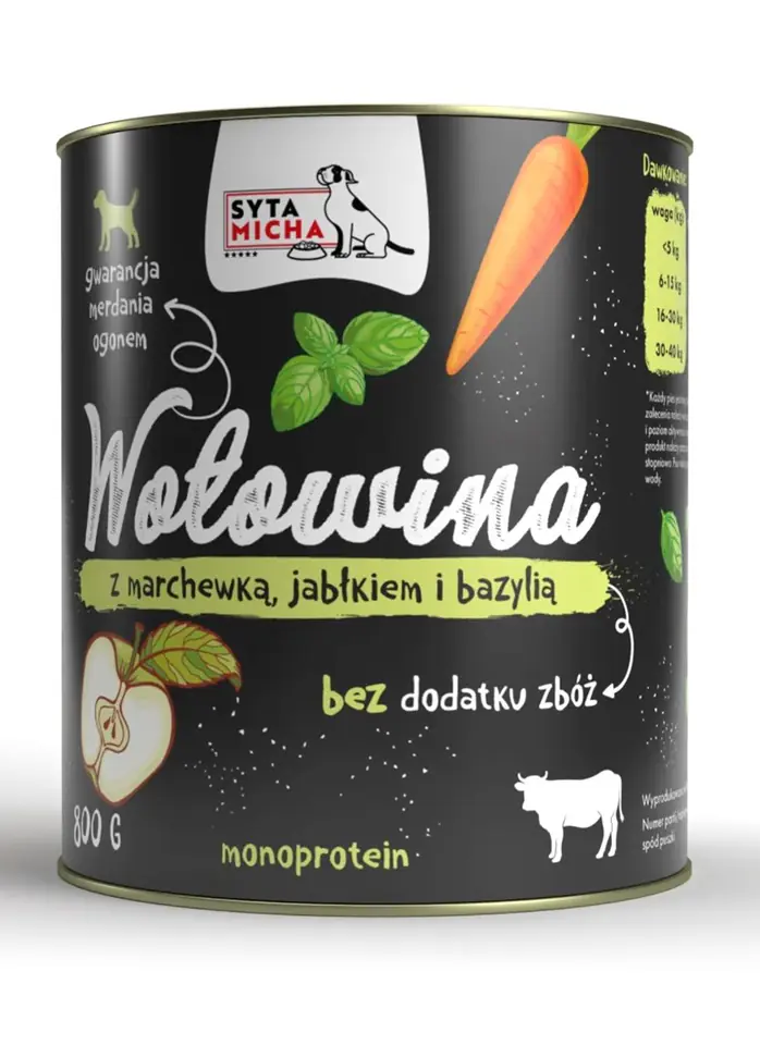 ⁨SYTA MICHA Beef with carrot, apple and basil - wet dog food - 800g⁩ at Wasserman.eu