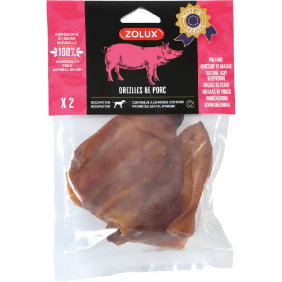 ⁨ZOLUX Dried pork ear - dog treat - 2 x 80g⁩ at Wasserman.eu
