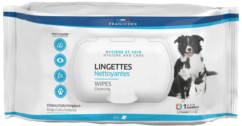 ⁨FRANCODEX Grooming wipes for dog and cat - 80 pcs⁩ at Wasserman.eu