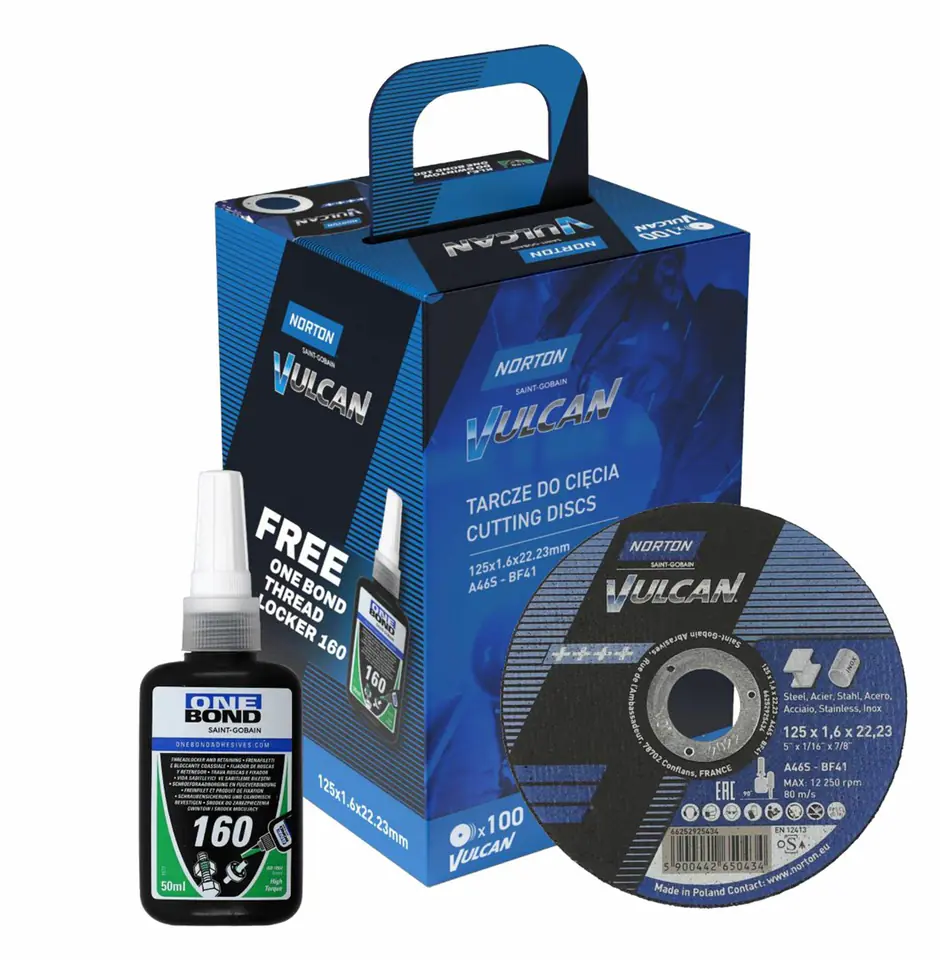 ⁨NORTON SHIELD. VULCAN 125 x 1,6 /100pcs + ONE BOND ADHESIVE⁩ at Wasserman.eu