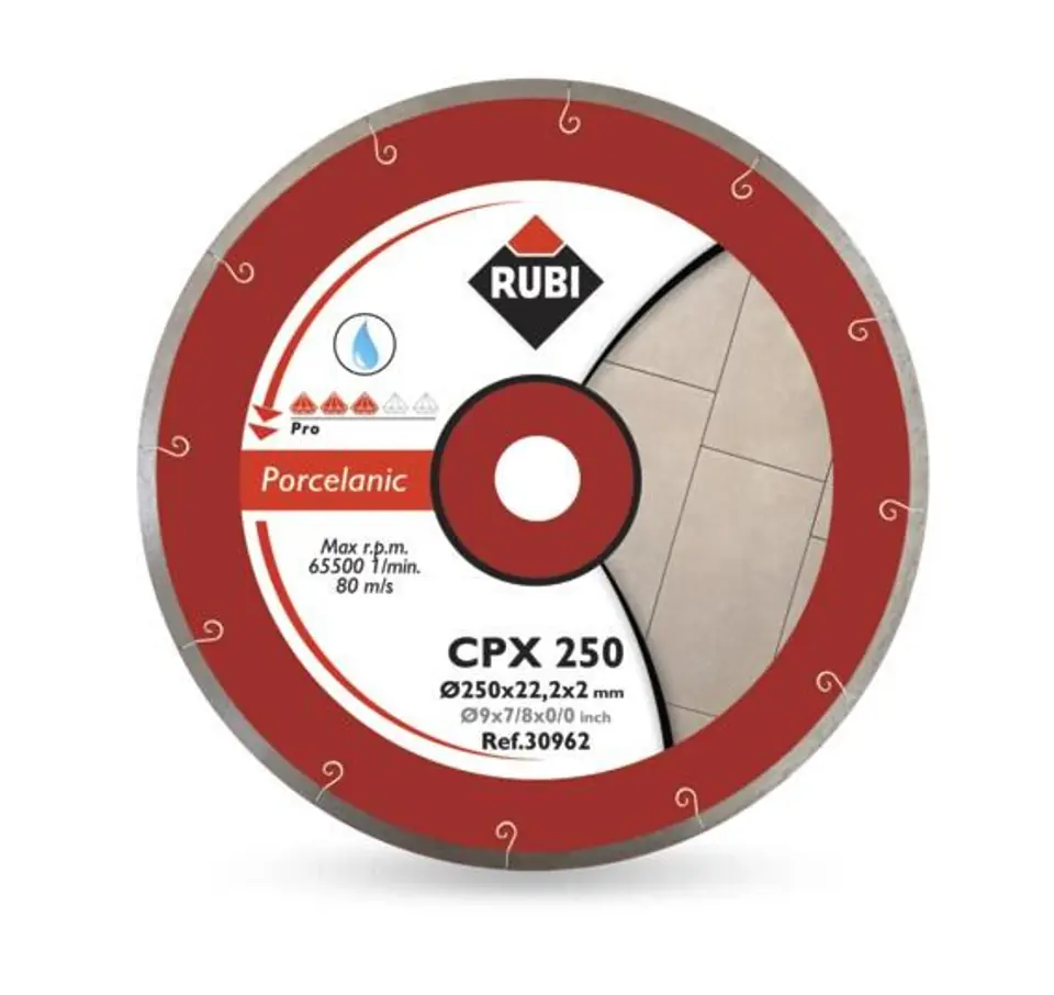⁨RUBI TARCZA DIAMENTOWA CPX 250 x 25,4mm PRO, DO GRESU PORCELANOWEGO⁩ w sklepie Wasserman.eu