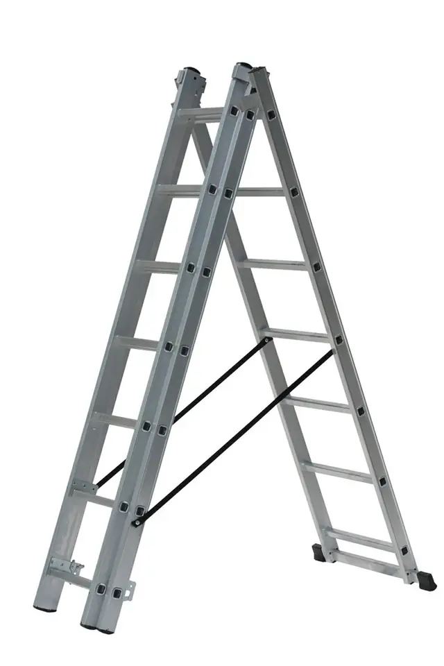 ⁨AWTOOLS ALUMINIUM LADDER 3x9 STEPS 150KG ADAPTATION FOR STAIRS⁩ at Wasserman.eu