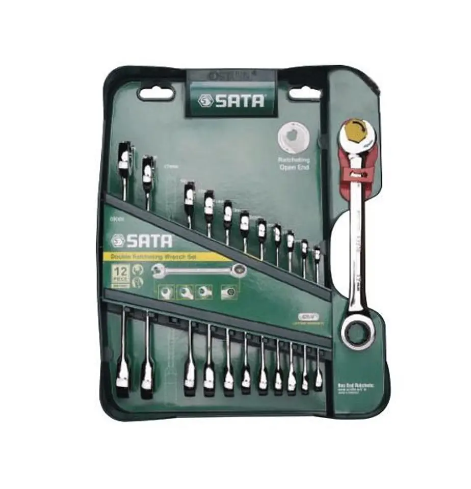 ⁨SATA DOUBLE RATCHET COMBINATION WRENCHES SET OF 12 pcs.⁩ at Wasserman.eu