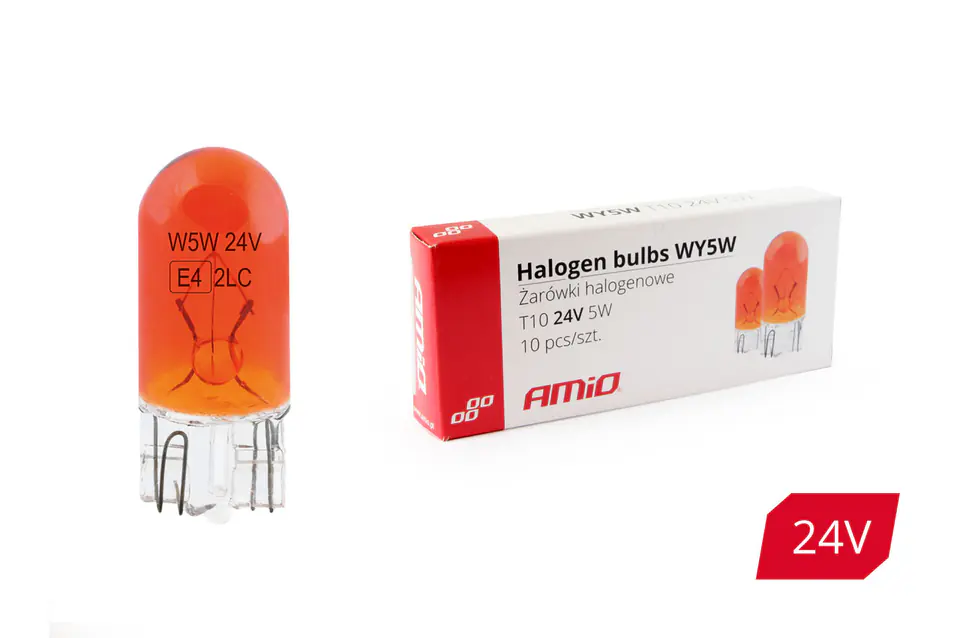 01001 Żarówki halogenowe WY5W T10 5W W2.1x9.5d Amber 24V 10 sztuk w sklepie Wasserman.eu