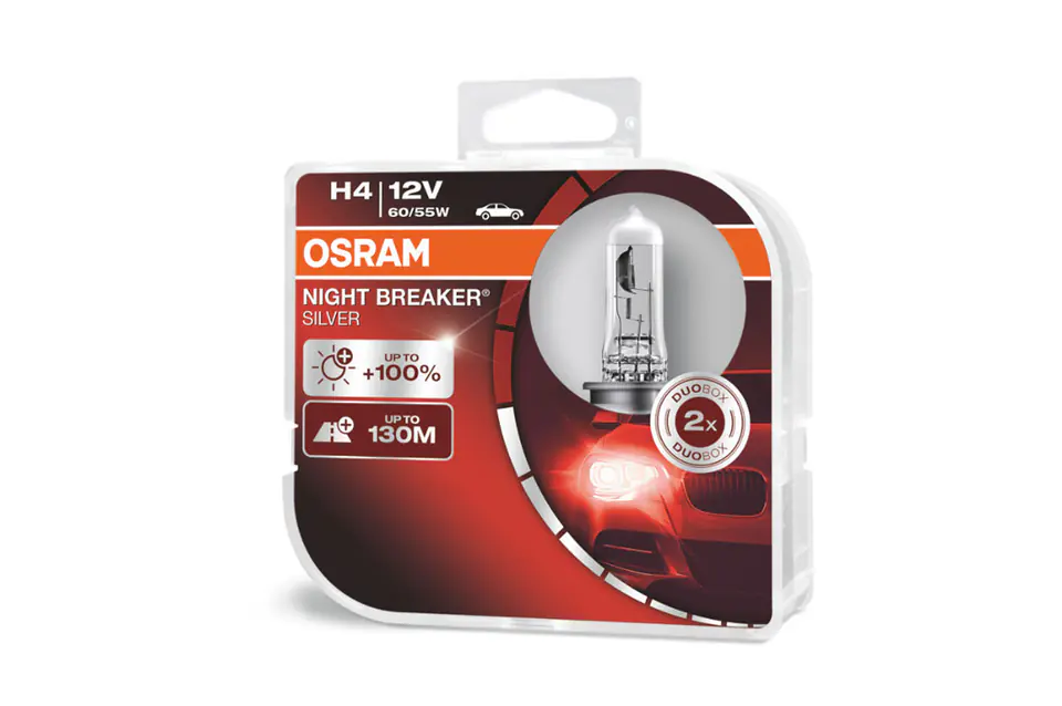 ⁨O-64193NBS-HCB Halogen Bulb Osram H4 12V Night Breaker Silver +100% / 2 sztuki⁩ w sklepie Wasserman.eu