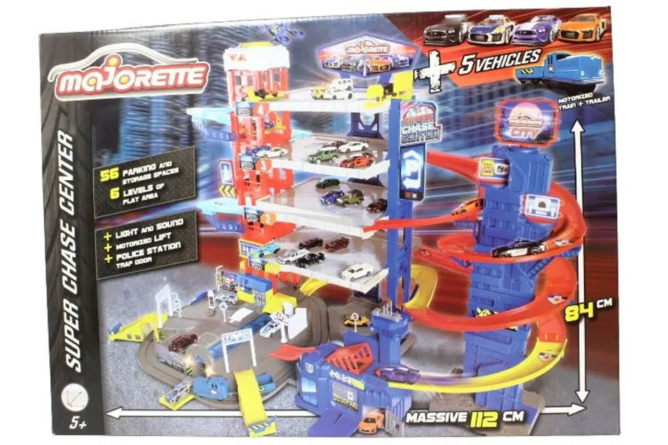 ⁨PROMO MAJORETTE Garage Super Chase Center + 4 cars and train⁩ at Wasserman.eu