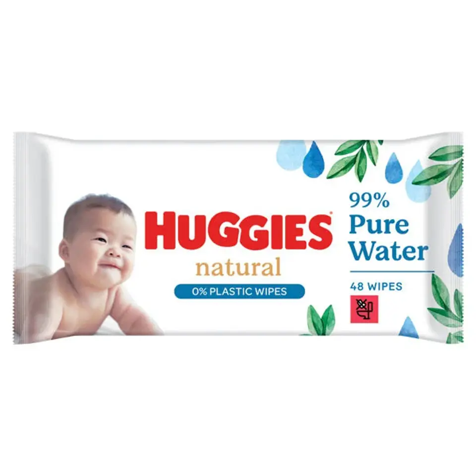 ⁨Huggies Natural 0% Chusteczki Nawilżone 48 szt.⁩ w sklepie Wasserman.eu