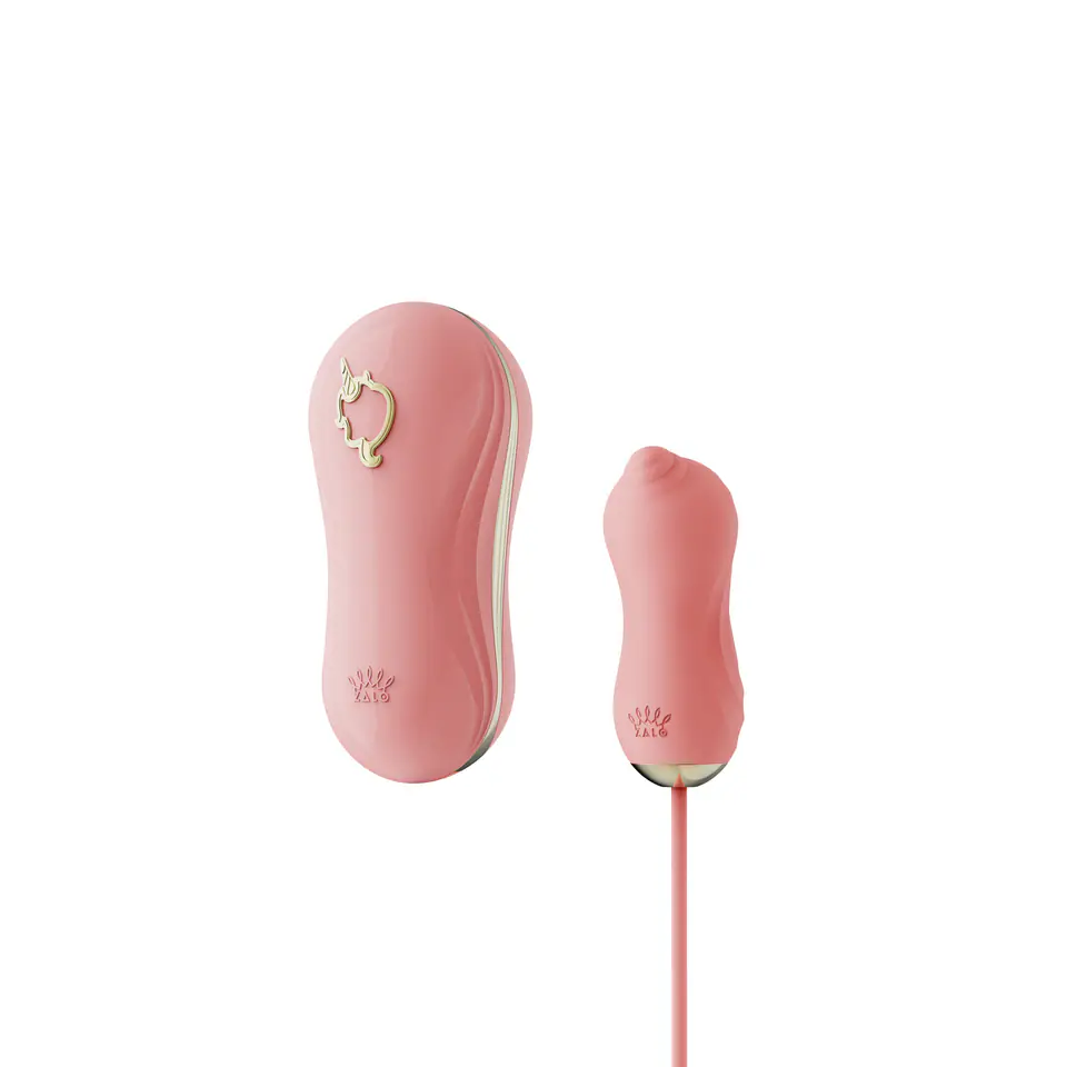 ⁨Zestaw bezdotykowy stymulator łechtaczki z małym korkiem Zalo Unicorn Strawberry Pink⁩ at Wasserman.eu