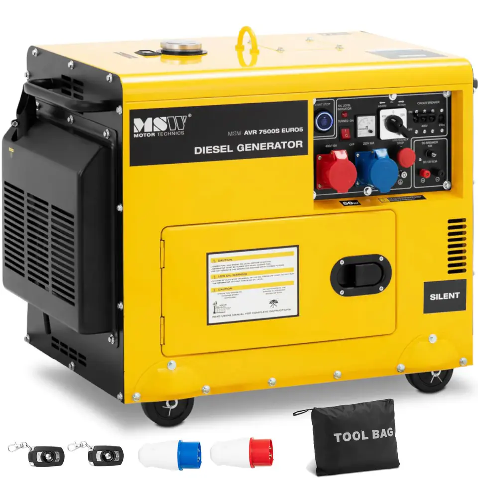 ⁨Agregat generator prądotwórczy diesel na kółkach 230/400 V 7500 W 8.75 kVA 16 l⁩ w sklepie Wasserman.eu