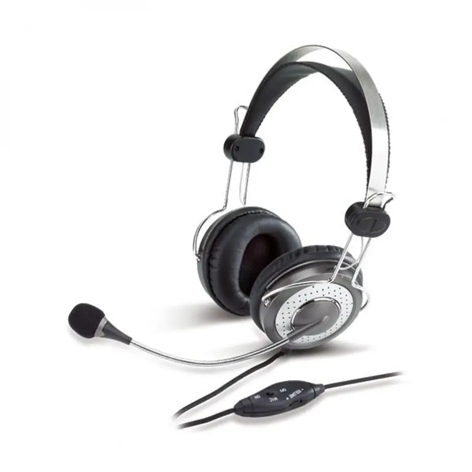 Genius HS-04SU, słuchawki z mikrofonem, przewodowa, czarno-srebrna, 3.5 mm jack w sklepie Wasserman.eu