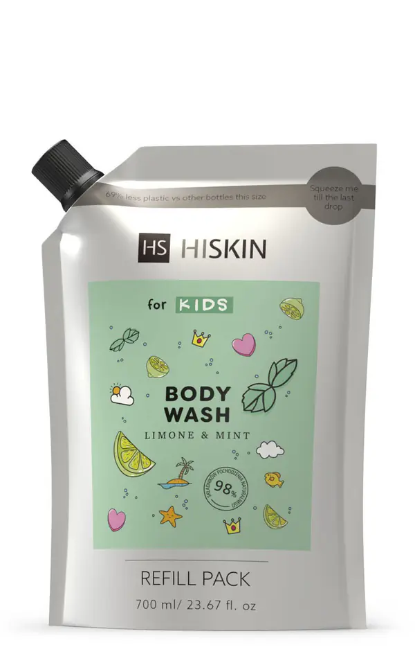 ⁨HISKIN for Kids Żel do mycia ciała Limone & Mint 700 ml - uzupełnienie⁩ w sklepie Wasserman.eu