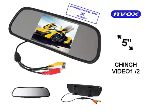 ⁨5 inch LED LCD reversing car monitor in AV 12V rearview mirror... (NVOX NW5005M)⁩ at Wasserman.eu