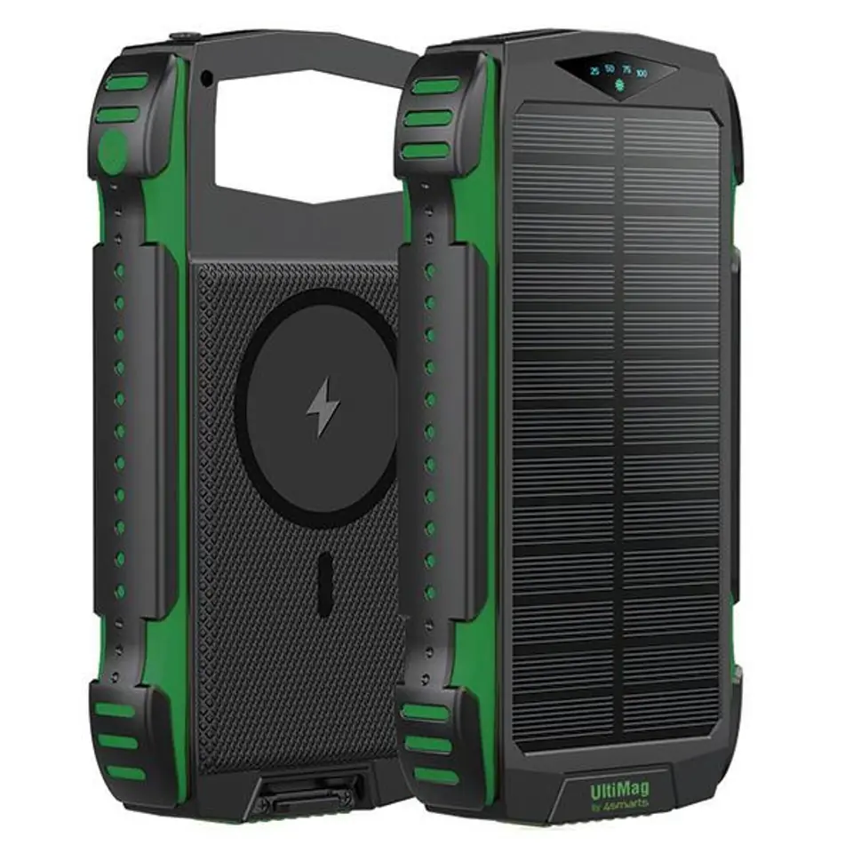 ⁨4smarts Powerbank Solarny TitanPack Rugged UltiMag 20000mAh zielony/green 540244⁩ w sklepie Wasserman.eu