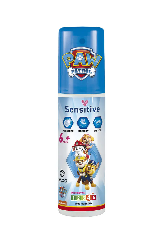 ⁨VACO Paw Patrol Płyn Sensitive na komary,kleszcze i meszki (Ikarydyna 10%) - dla dzieci (6m+)90ml⁩ w sklepie Wasserman.eu