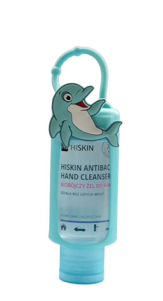 ⁨HISKIN Antibac Hand Cleanser+ Biobójczy Żel do rąk o zapachu owoców leśnych - delfin (butelka 75ml+etui)⁩ w sklepie Wasserman.eu