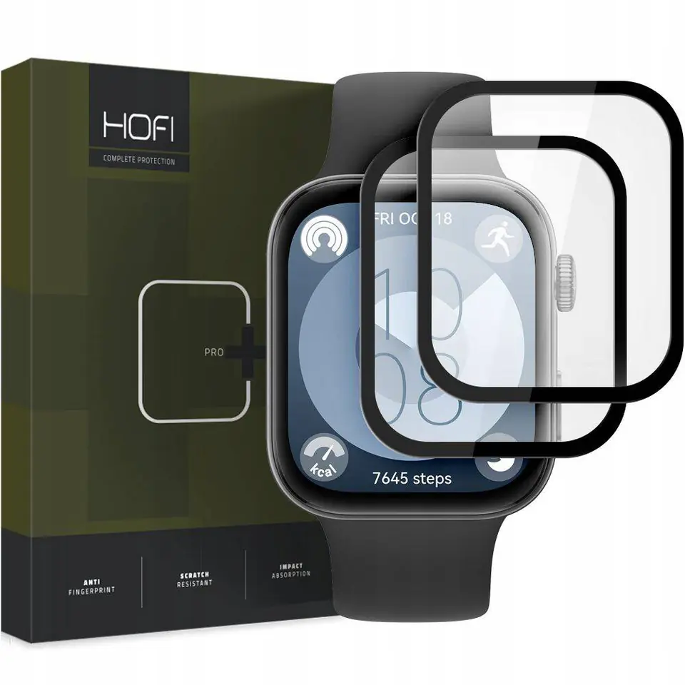 ⁨Szkło Hybrydowe HUAWEI WATCH FIT HOFI Hybrid Pro+ czarne⁩ w sklepie Wasserman.eu
