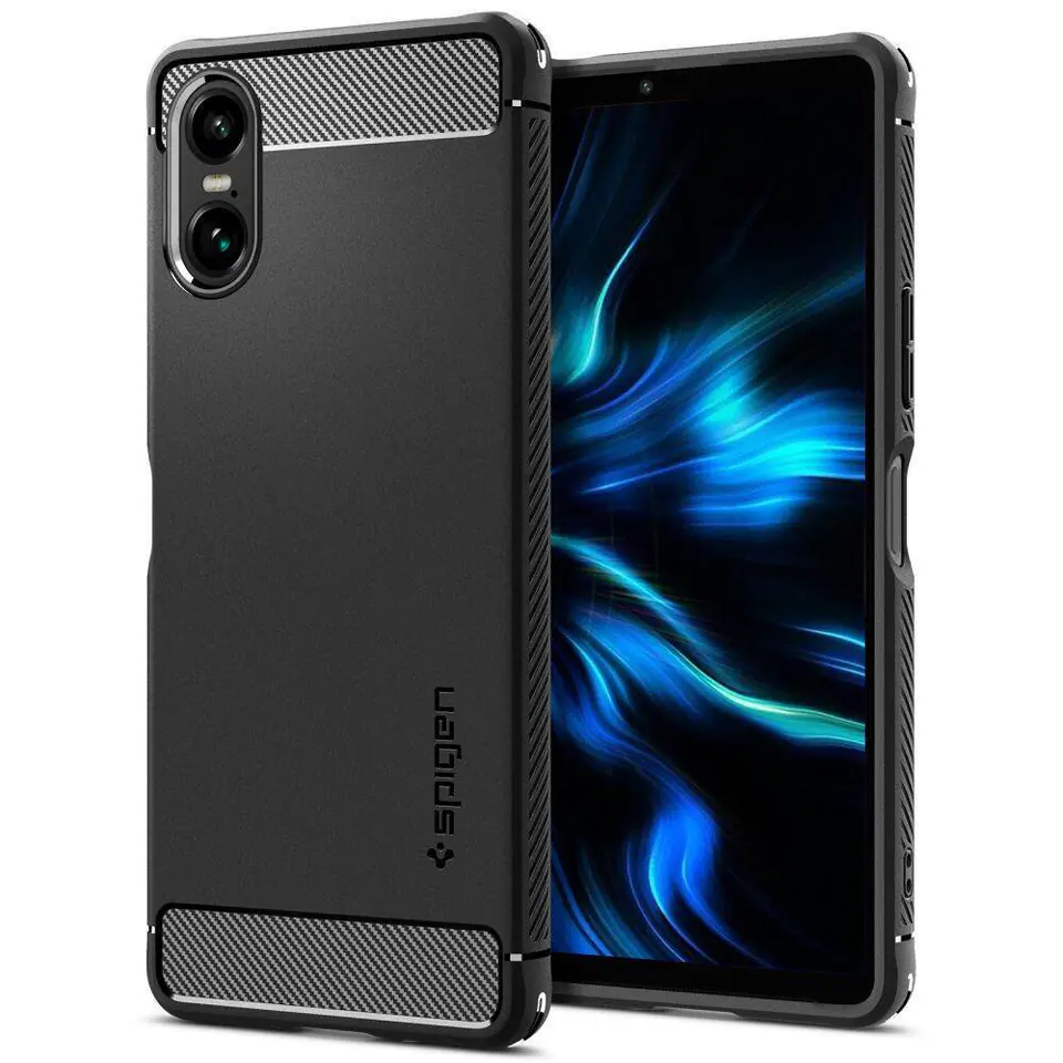 ⁨Etui SONY XPERIA 10 VI Spigen Rugged Armor Matte czarne⁩ w sklepie Wasserman.eu