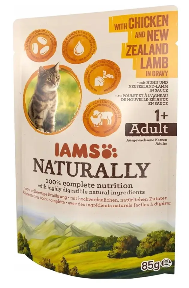 ⁨IAMS Naturally Adult with chicken and New Zealand lamb in gravy - wet cat food - 85g⁩ at Wasserman.eu