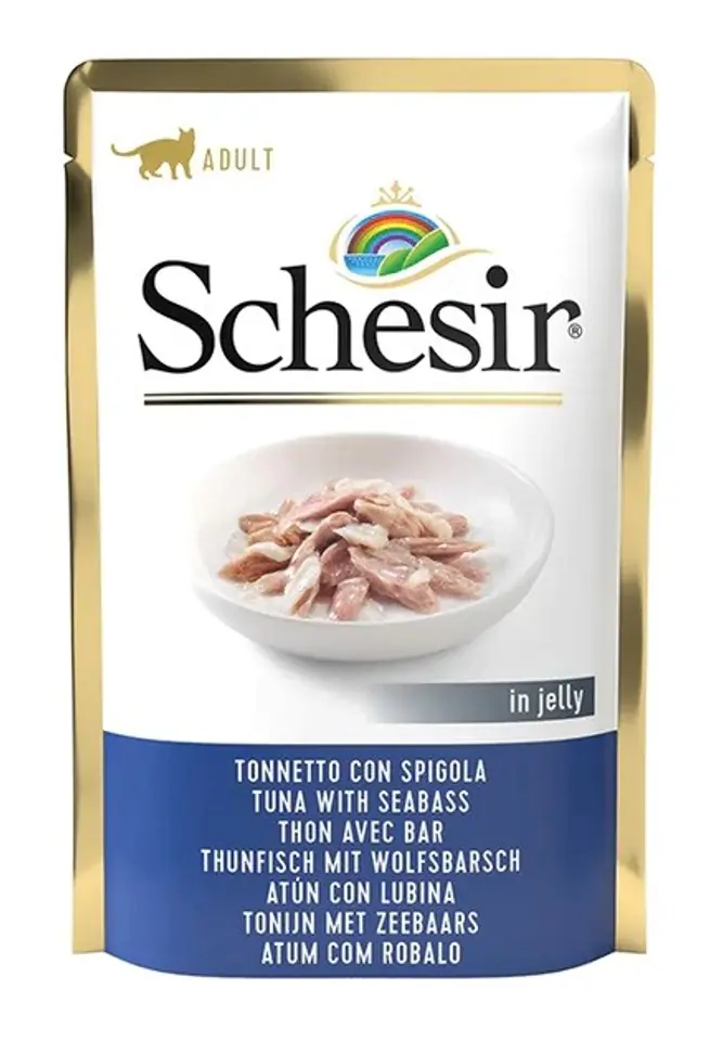 ⁨SCHESIR in jelly Tuna with seabass - wet cat food - 85 g⁩ at Wasserman.eu