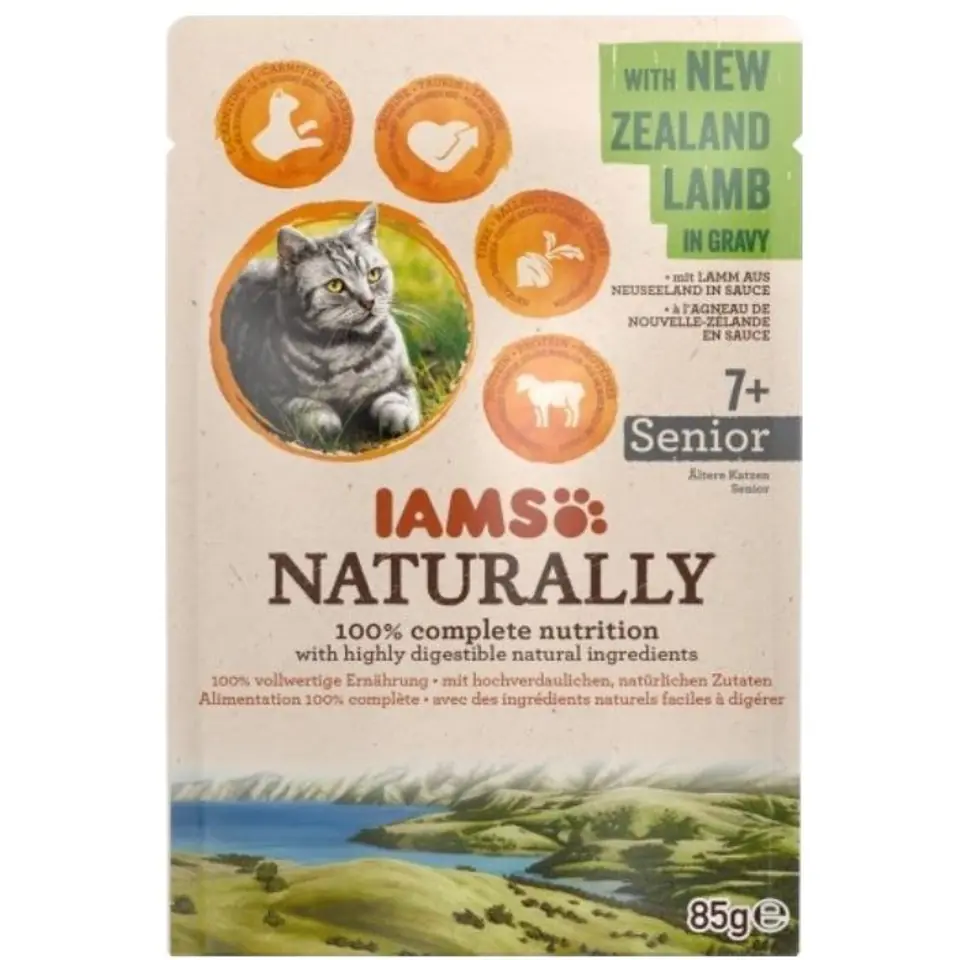 ⁨IAMS Naturally Senior with New Zealand lamb in gravy - wet cat food - 85g⁩ at Wasserman.eu