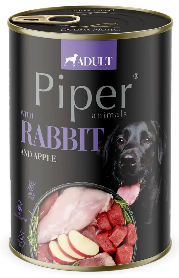 ⁨DOLINA NOTECI Piper Animals Rabbit and apple - wet dog food - 800g⁩ at Wasserman.eu