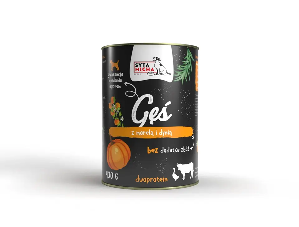 ⁨SYTA MICHA Goose with beef, apricot and pumpkin - wet dog food - 400g⁩ at Wasserman.eu