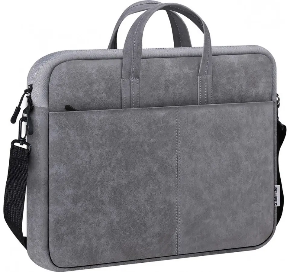 ⁨DEFENDER SOLID LEATHER BAG GREY 15.6"⁩ at Wasserman.eu