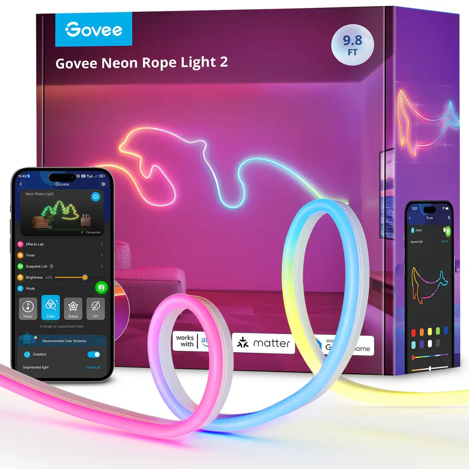 ⁨GOVEE 3M NEON PREINSTALLED STRIP LIGHT WHITE, SUPPORT MATTER (HOMEKIT, GOOGLE, ALEXA, SMARTHINGS)⁩ w sklepie Wasserman.eu