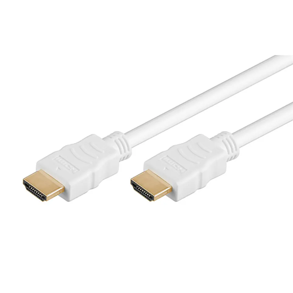 ⁨Video Kabel HDMI M - HDMI M, HDMI 2.0 - High Speed with Ethernet, 0.5m, pozłacane złącza, biały⁩ w sklepie Wasserman.eu