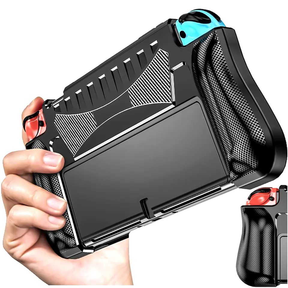 ⁨Etui do Nintendo Switch OLED obudowa case pokrowiec grip wzmocniony Alogy Czarne⁩ w sklepie Wasserman.eu