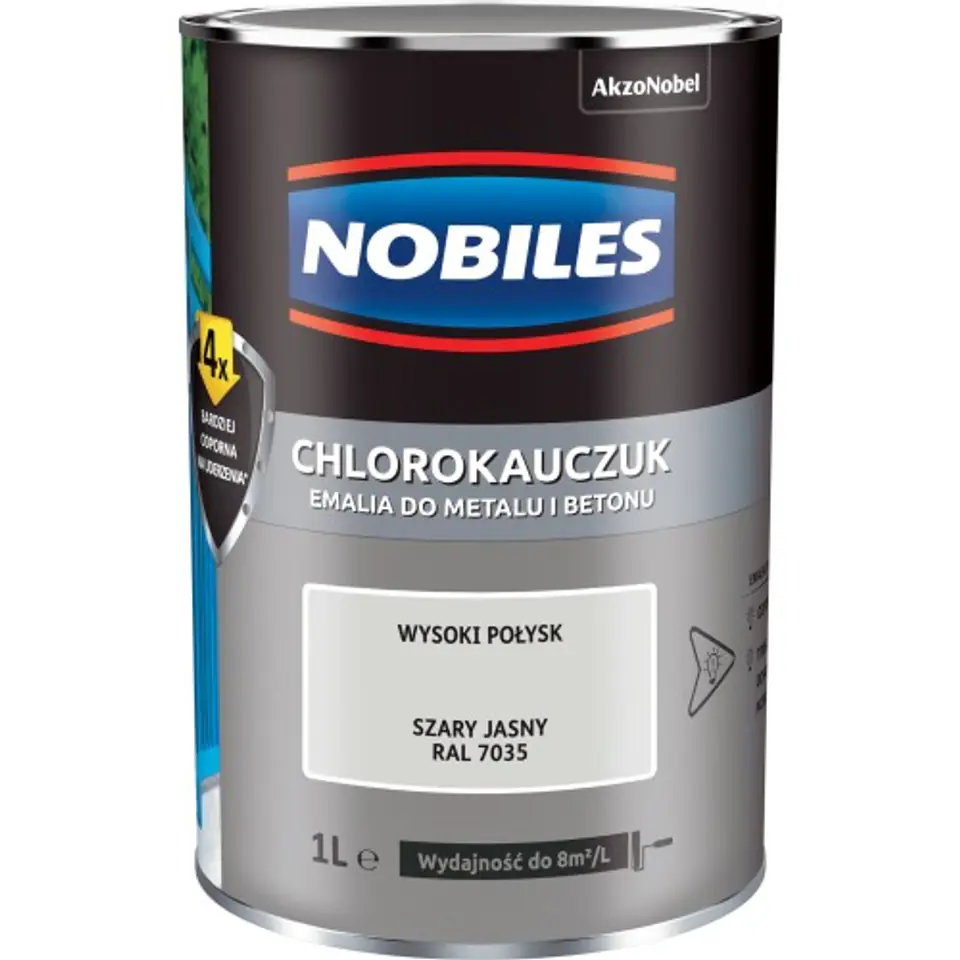 ⁨NOBILES EMALIA CHLOROKAUCZUKOWA SZARY JASNY RAL 7035 0.9L⁩ w sklepie Wasserman.eu