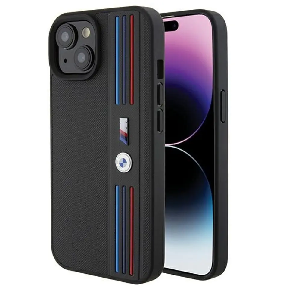 ⁨BMW BMHCP15S22PPMK iPhone 15 / 14 / 13 6.1" czarny/black Tricolor M Collection⁩ w sklepie Wasserman.eu