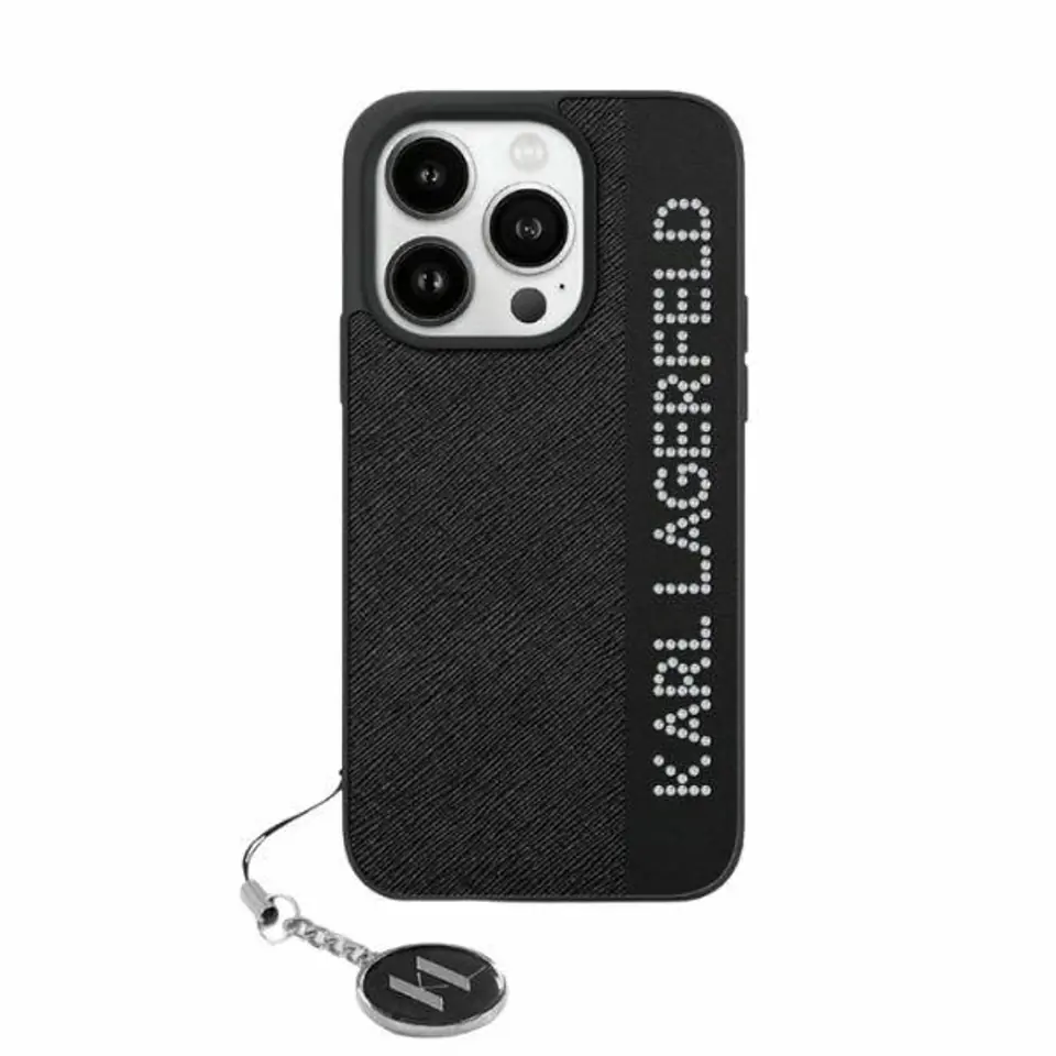 ⁨Karl Lagerfeld KLHCP15LPSAKDGCK iPhone 15 Pro 6.1" czarny/black hardcase Saffiano Rhinestones & Charm⁩ w sklepie Wasserman.eu