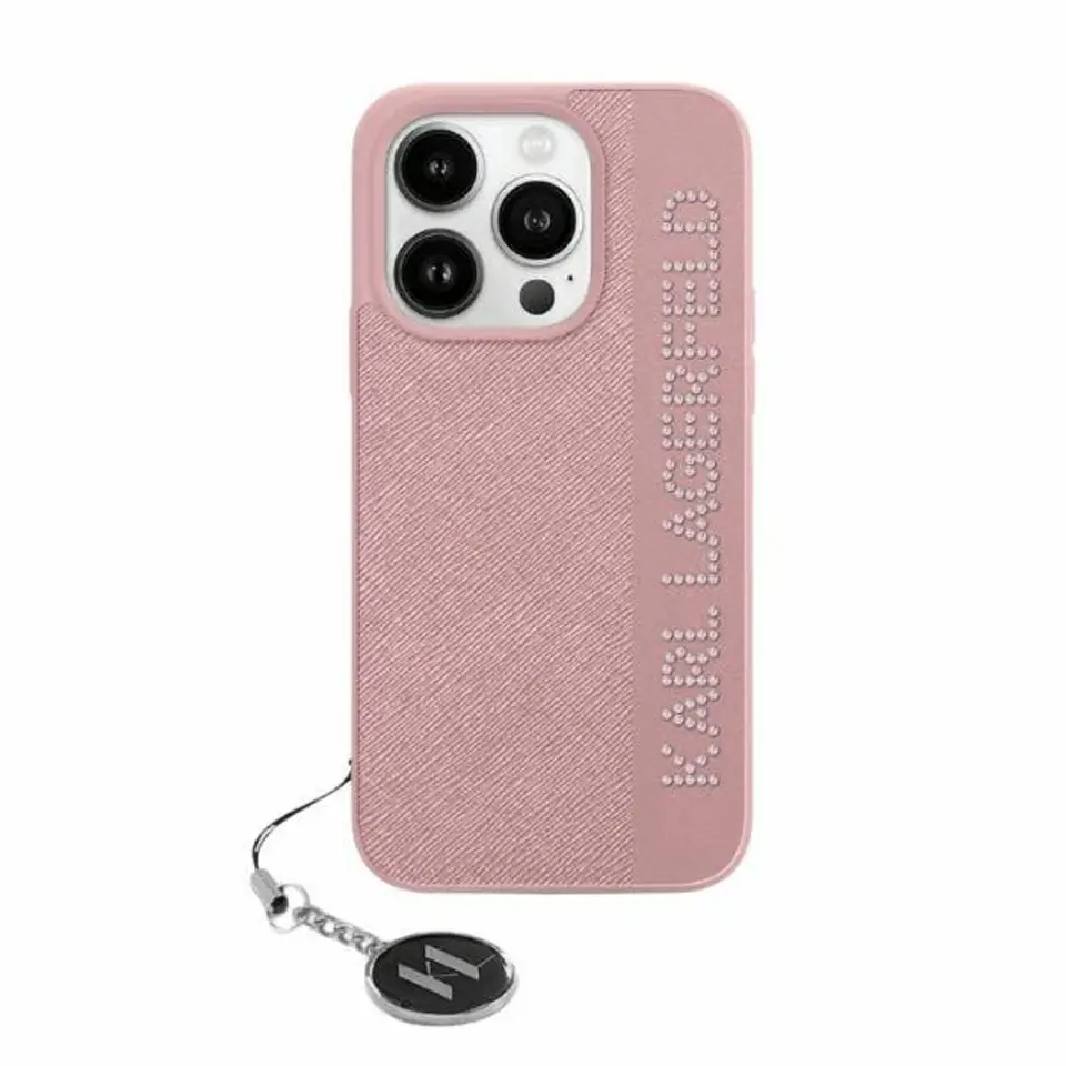 ⁨Karl Lagerfeld KLHCP15XPSAKDGCP iPhone 15 Pro Max 6.7" różowy/pink hardcase Saffiano Rhinestones & Charm⁩ w sklepie Wasserman.eu