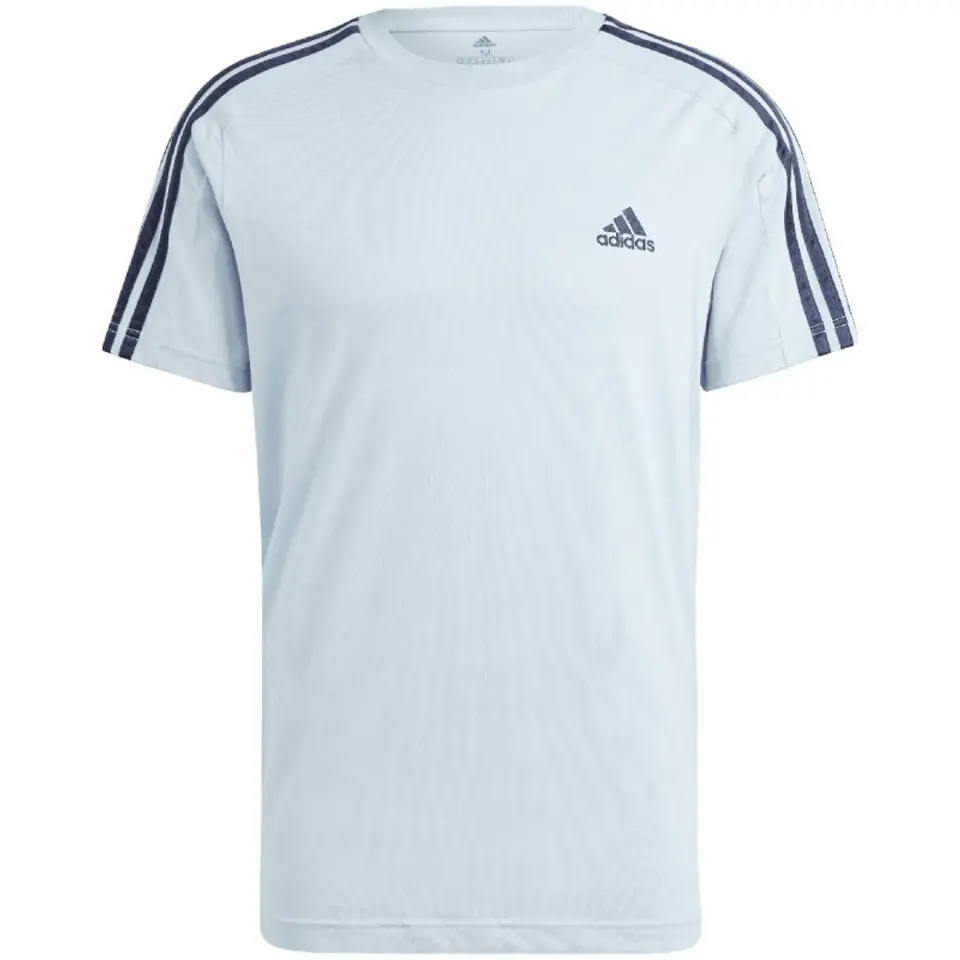 ⁨Koszulka adidas Essentials Single Jersey 3-Stripes Tee M (kolor Niebieski, rozmiar 2XL)⁩ w sklepie Wasserman.eu