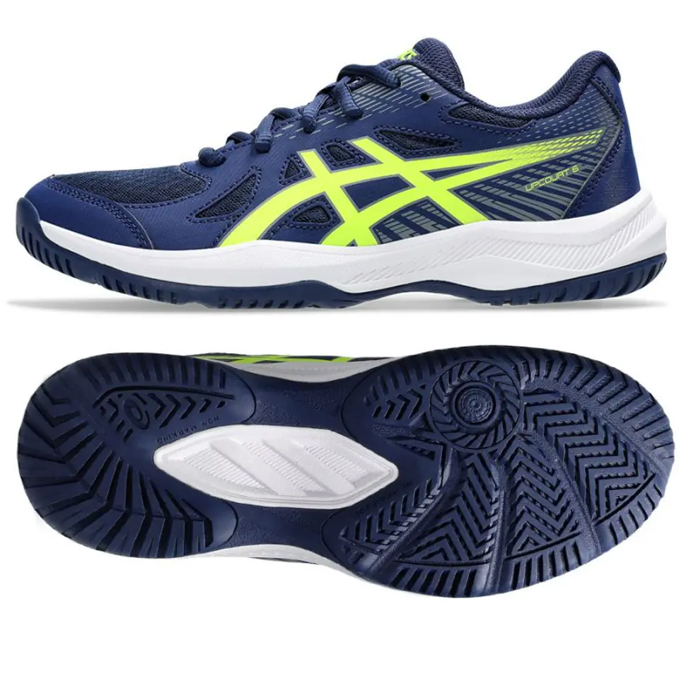 ⁨Buty do siatkówki Asics Upcourt 6 GS Jr 1074A045 (kolor Granatowy, rozmiar 36)⁩ w sklepie Wasserman.eu