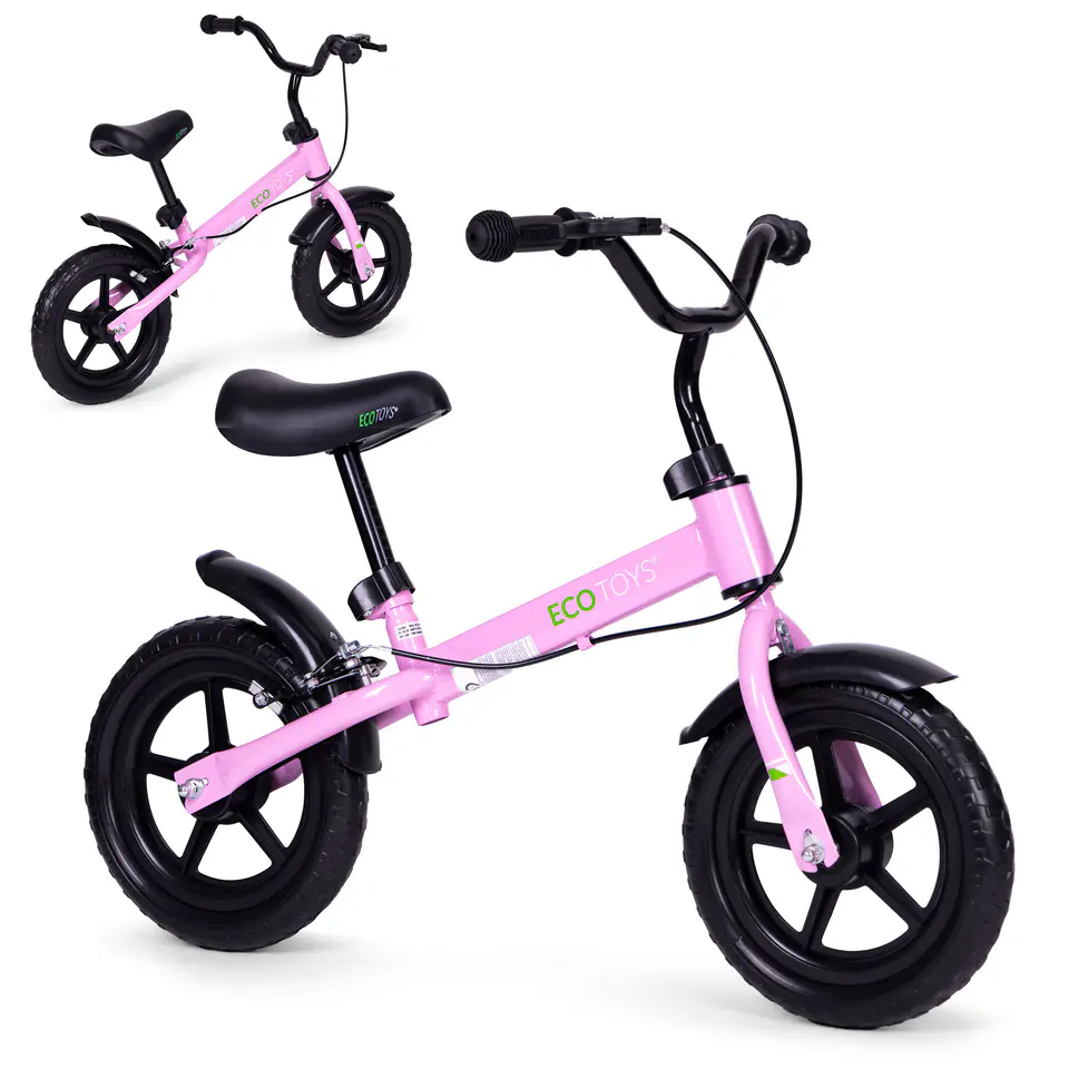 ⁨Rowerek rower biegowy z hamulcem dla dzieci koła EVA ECOTOYS różowy⁩ w sklepie Wasserman.eu