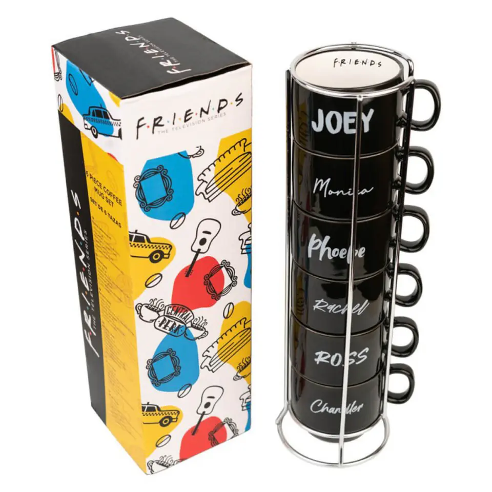 ⁨Friends - Zestaw kubków ceramicznych ze stojakiem 150 ml 6 szt.⁩ w sklepie Wasserman.eu