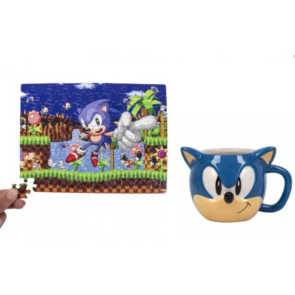 ⁨Sonic the Hedgehog - Kubek ceramiczny 3D 250 ml + Puzzle 100 elementów⁩ w sklepie Wasserman.eu