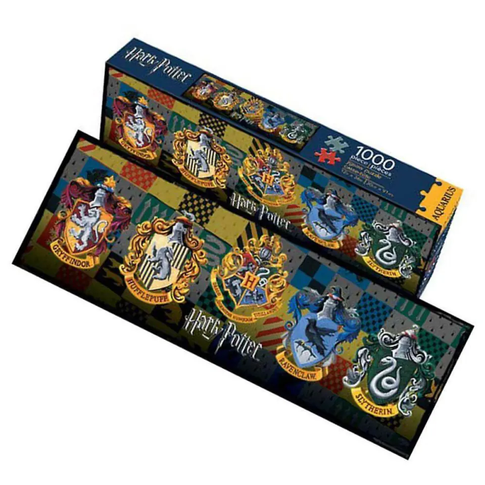 ⁨Harry Potter - Puzzle 1000 elementów w ozdobnym pudełku (Hogwarts Houses)⁩ w sklepie Wasserman.eu