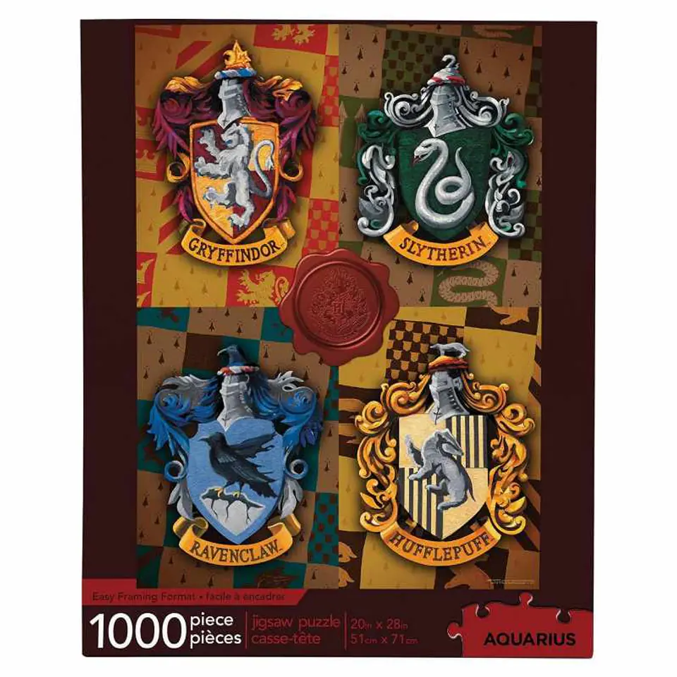 ⁨Harry Potter - Puzzle 1000 elementów w ozdobnym pudełku (Hogwarts Houses)⁩ w sklepie Wasserman.eu