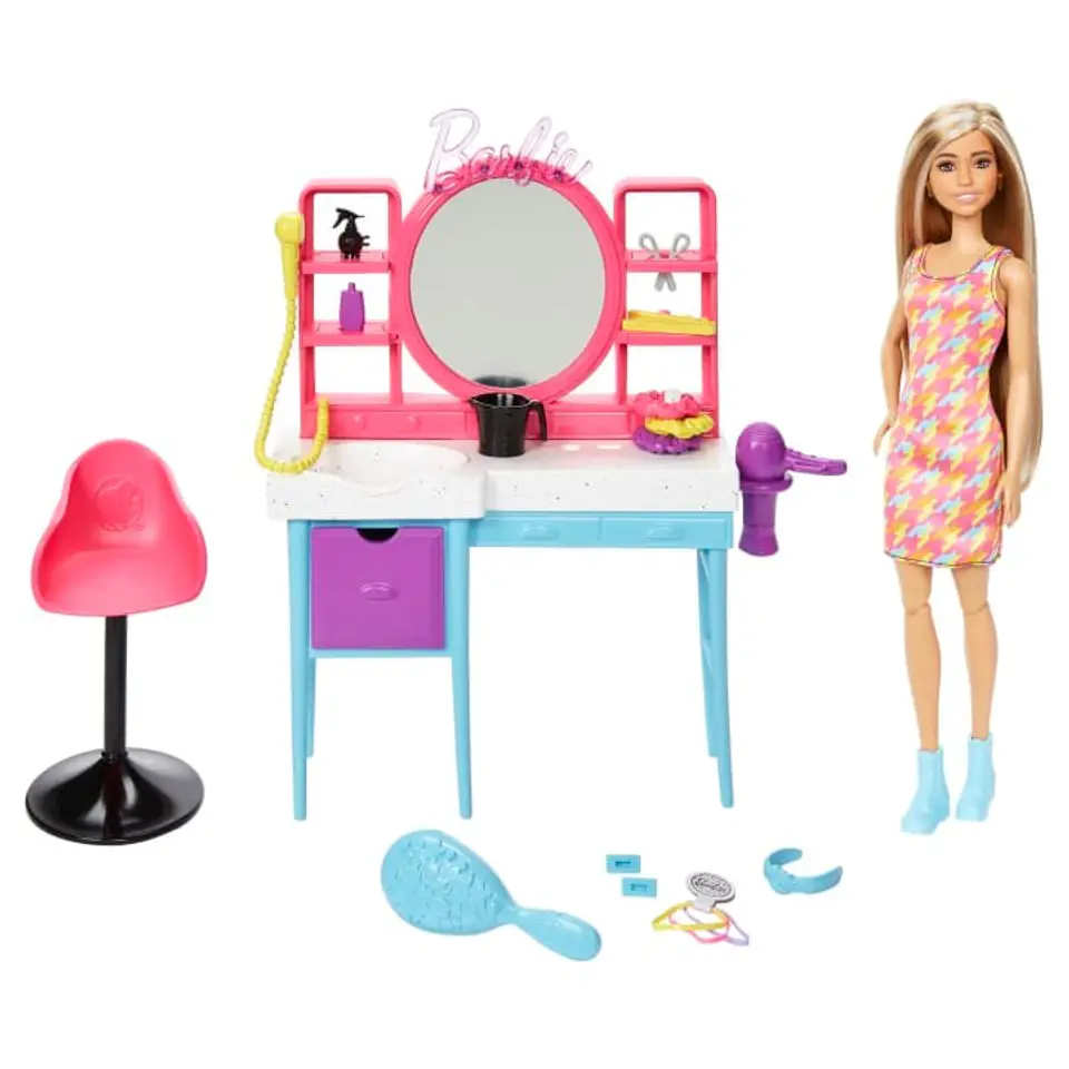 ⁨Barbie Salon fryzjerski Totally Hair Zestaw + Lalka HKV00⁩ w sklepie Wasserman.eu