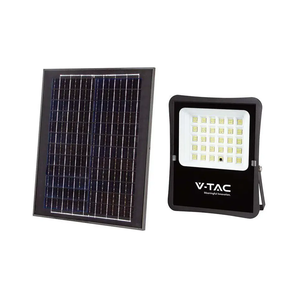 ⁨Projektor LED Solarny V-TAC 20W Pilot, AUTO, Timer IP65 VT-55300 6400K 2400lm⁩ w sklepie Wasserman.eu