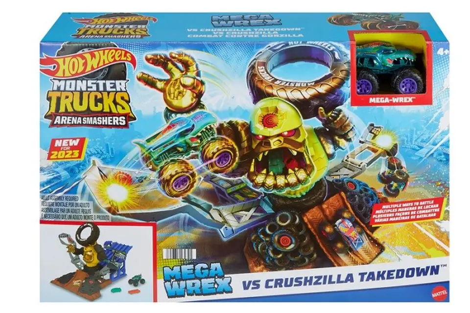 ⁨Hot Wheels Monster Trucks ARENA SMASHERS MEGA-WREX VS CRUSHZILLA TAKEDOWN Playset⁩ at Wasserman.eu